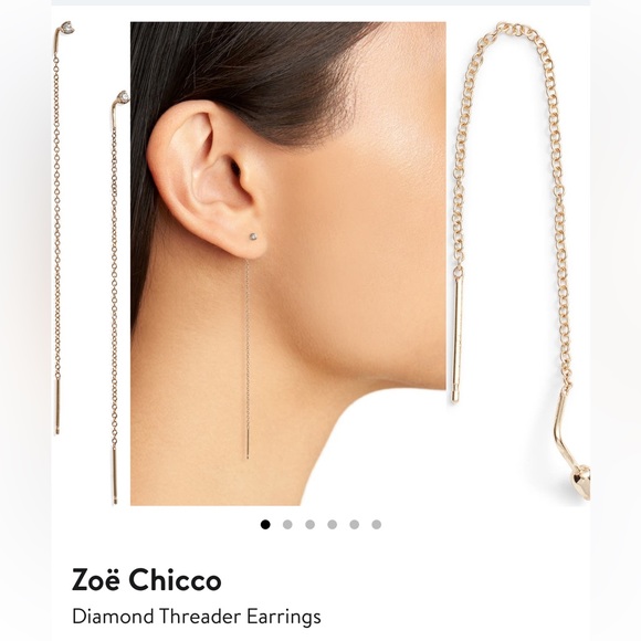 Zoe Chicco diamond and 14k gold threader earrings - Picture 5 of 9